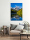 Mockup Panoramic view of the Bavarian Alps with gentle mountains and a calm water surface