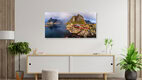 Mockup Regenbogen über Hamnoy, Norwegen – Fotokunst von Achim Thomae als Poster oder Acrylglasbild
