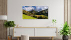 Mockup Photo art by Achim Thomae: autumn panorama with larches and Geisler peaks in South Tyrol