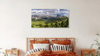 Mockup Fotokunst von Achim Thomae: Panoramablick ins Grödner Tal in Südtirol