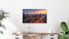Mockup Photo art: panoramic view of the Dubai skyline at sunset