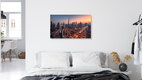 Mockup Photo art: panoramic view of the Dubai skyline at sunset