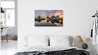 Mockup Photo art by Achim Thomae: Sunrise over a Dutch village with windmills.