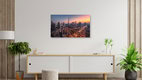 Mockup Photo art: panoramic view of the Dubai skyline at sunset