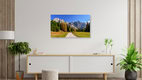Mockup Beautiful landscape featuring larches and mountains in Val Venegia, South Tyrol.