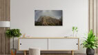 Mockup Photo art by J. Daniel Hunger: soft fog surrounds tall mountains