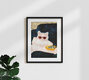 Mockup Illustration of a funny cat wearing sunglasses on a couch