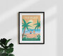 Mockup Wandbild 'Hawai Waikiki Beach Travel Poster Art Print' – Kunst von François Beutier als Poster oder Acrylglasbild