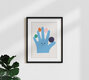 Mockup Illustration von Susann Stefanizen: bunte Hände und fröhliche Bälle in lebhaften Farben