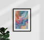 Mockup Wall art by Uma Gokhale: Abstract waves in vibrant colors with texture.
