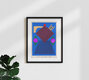 Mockup Photo art: Bright blue coffee pot against a soft background.