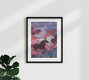 Mockup Wall art by Uma Gokhale: Abstract depiction of horses in soft burgundy hues.