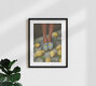 Mockup Illustration of yellow lemons on a marbled floor, conveying a tranquil atmosphere.