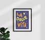 Mockup Colorful illustration by Jacky Eitzert: La Dolce Vita in blue and orange