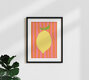 Mockup Wall art featuring a cheerful lemon in pink and yellow, spreading summer vibes.