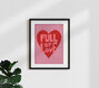 Mockup Wall art with hand lettering: heart and love in soft pink and red shades.
