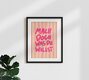 Mockup Wall art featuring a handwritten quote about freedom in cheerful pink and striped colors.