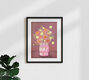 Mockup Wall art featuring a colorful vintage flower bouquet in an elegant vase.
