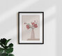 Mockup Illustration of a vase with soft roses in gentle colors, calm and elegant composition.
