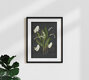 Mockup Wall art by Katherine Blower: cute illustrated ghost among lily of the valley and leaves