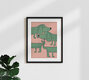 Mockup Illustration of a dachshund being hugged, friendly and playful.