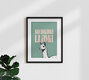 Mockup Wall art by Daniel Leo: funny llama in vibrant colors with a humorous quote