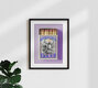Mockup Wall art featuring a funny scene: a lighthouse and matches igniting a fire.