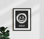 Mockup Wall art featuring an inverted smiling face, creating a cheerful atmosphere.
