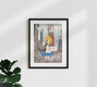 Mockup Wall art featuring a humorous illustration of a lost figure in a lively city.