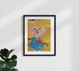 Mockup Funny illustration of a pink duck with a cheerful expression