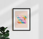 Mockup 'Bright Skies Ahead Rainbow Typography Art Print' – Wall Art by Ania Więcław as Poster or Acrylic Glass Print