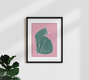 Mockup Wall art of a cat in bold colors, designed in a minimalistic and modern style.