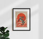 Mockup Illustration by Branka Kodžoman: hare against a red sun in warm tones