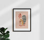 Mockup Wall art featuring a squirrel illustration among pink autumn leaves.