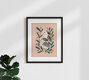 Mockup Wall art depicting hares among colorful flowers, creating a cheerful and whimsical mood.