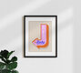 Mockup Wall art featuring a retro neon sign that evokes feelings of luck and a nostalgic mood.