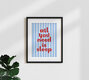 Mockup Wall art featuring colorful typography about sleep in a retro style with striped background.