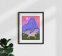 Mockup Wall art depicting a dreamy scene of women riding horses under a starry sky