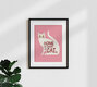 Mockup Hand-drawn pink cat: playful illustration with a soothing vibe.