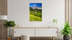 Mockup Fotokunst von Achim Thomae: sommerliche Landschaft der Geisler Berge in Südtirol