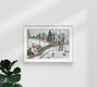Mockup Illustration by Katherine Blower: winter duck pond in a park setting