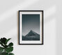 Mockup Black and white photo of a mountain in Norway, capturing the tranquility of nature.