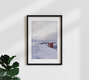 Mockup Wintery fjord and red cabin, Senja, Norway – wall art by Eva Stadler as Poster or Acrylic Glass Print