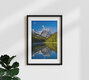 Mockup Panoramic view of the Bavarian Alps with gentle mountains and a calm water surface