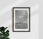 Mockup Black and white photo art: Westerheversand lighthouse by the North Sea with wide meadows