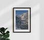 Mockup Photo art by Achim Thomae: winter landscape in the Bavarian Alps with a snow-covered church