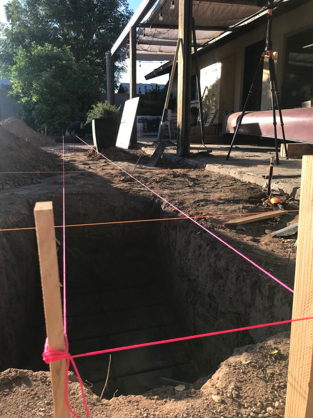 PREPARING HOLES FOR POSTS PATIO COVER BUILDING