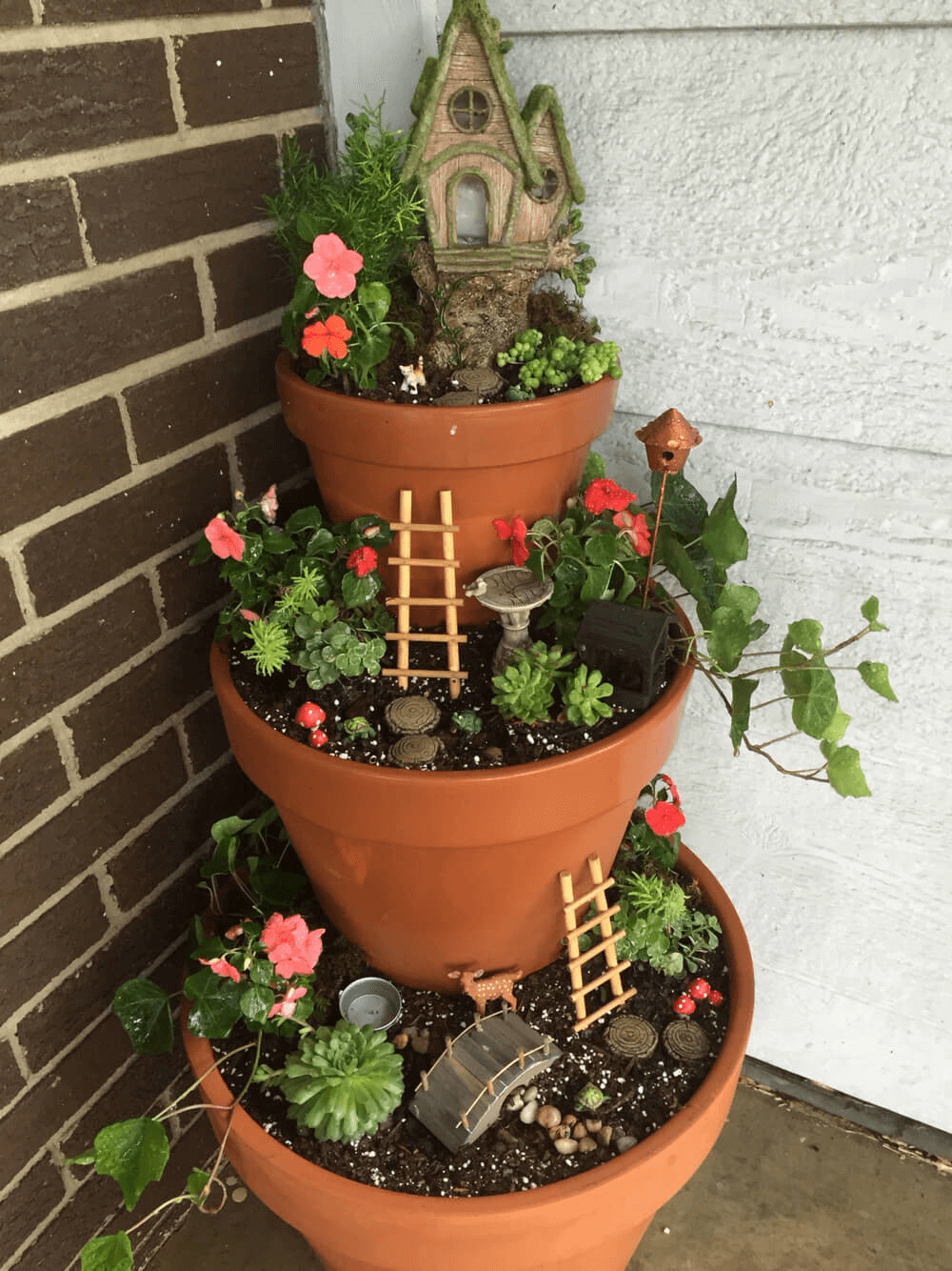 SIMPLE TIPS TO DECORATE PORCH WITH DIY FAIRY GARDEN FLOWER POTS
