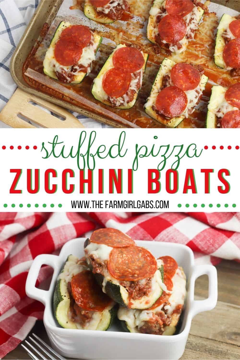 Ready for a delicious low-carb meal idea? This Stuffed Pizza Zucchini Boats recipe is a perfect low carb dinner option or side dish. This easy zucchini recipe is perfect for summer. #zucchini #lowcarbrecipe #zucchiniboats