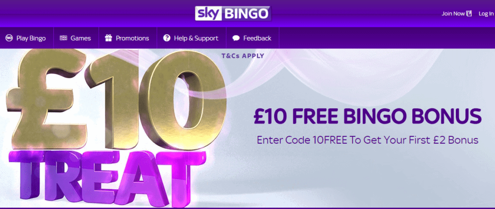 ₤ 10 No Deposit Sky Bingo Bonus